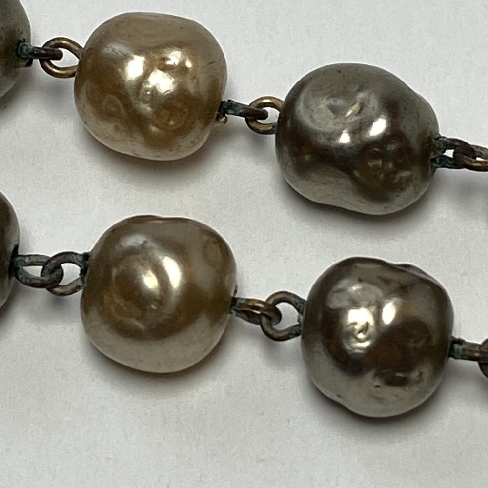 Vintage Champagne Gray Glass Baroque Pearls Graduated Cluster Pendant Necklace - Picture 12 of 14